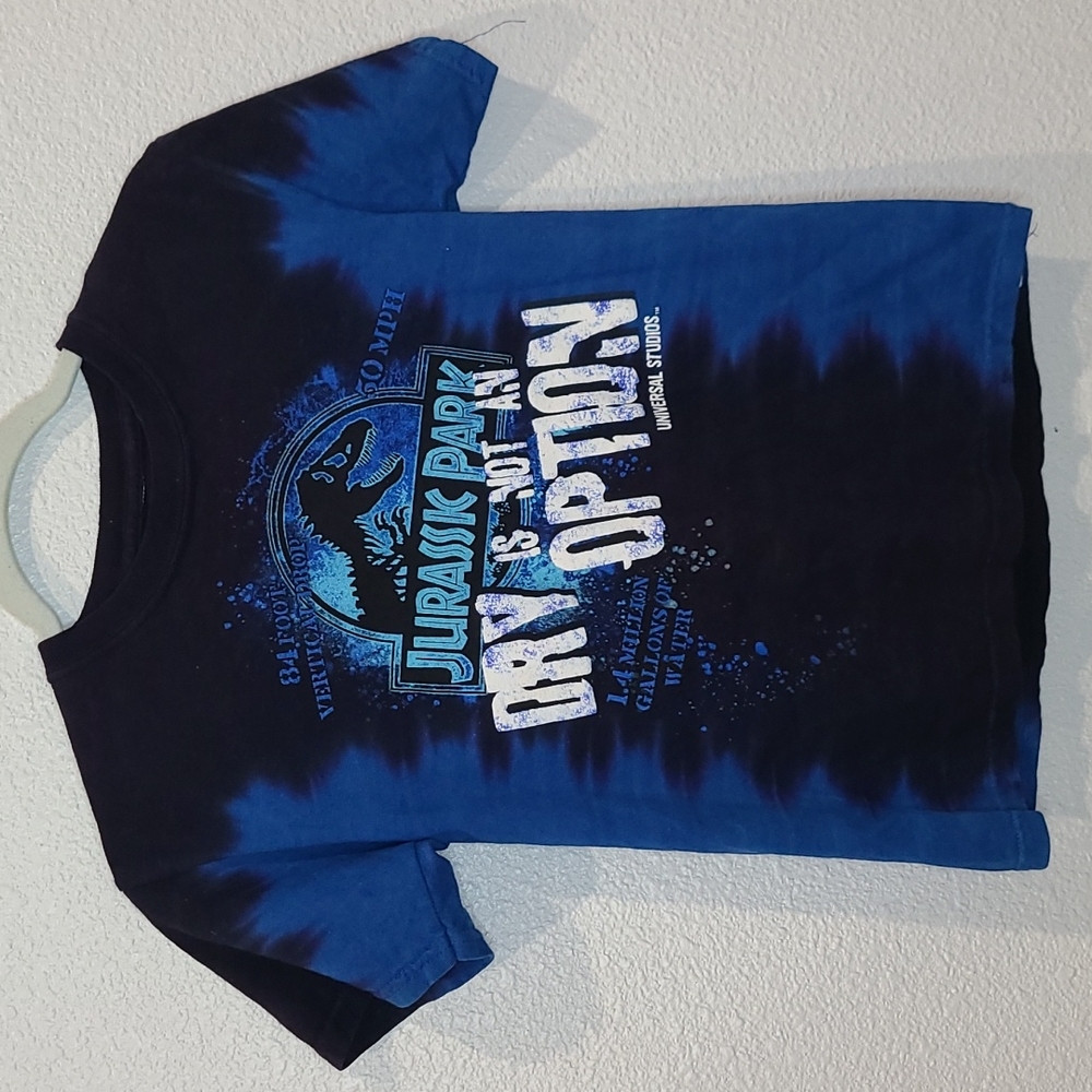Universal Studios jurassic Park tie dye tahirt youth small blue